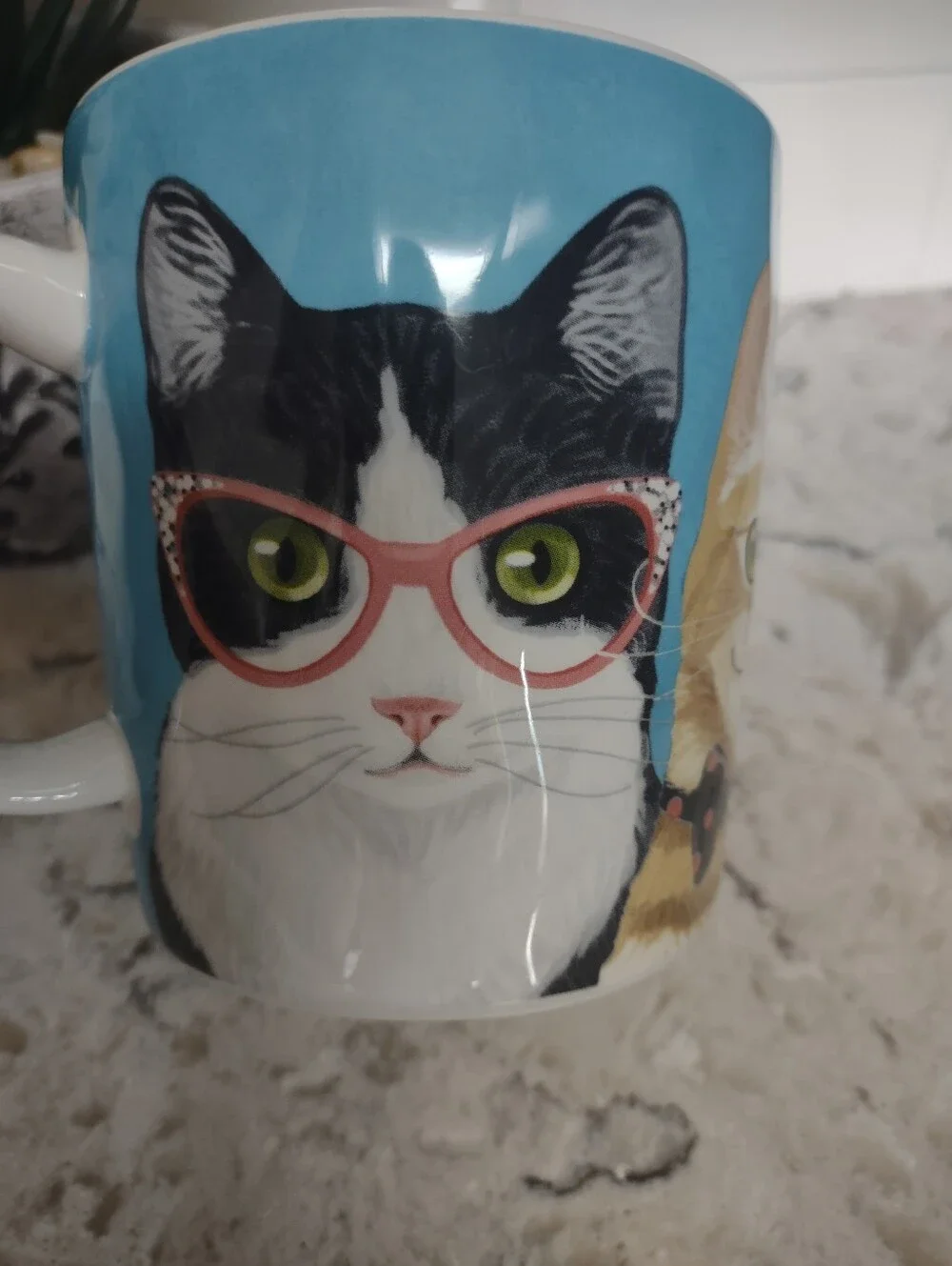 Pier 1 Imports Party Cats Ironstone Coffee Mug Dressed Up Cats Blue Graphic Cup